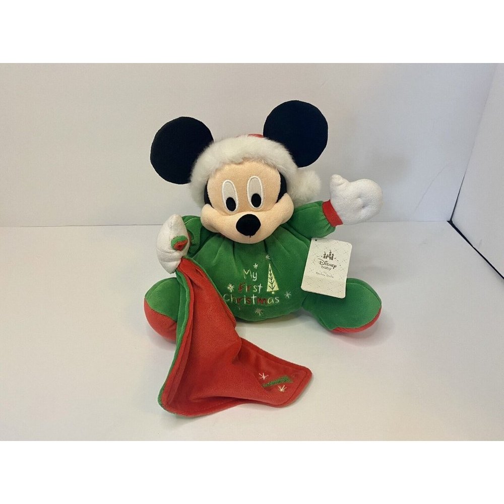 Disney Store Baby My First Christmas Mickey Mouse 9" Plush Stuffed Animal W/ Tag